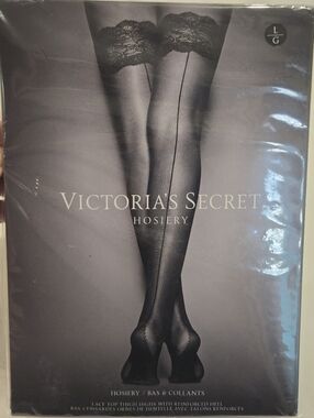 Victoria's Secret Lace Top Thigh High Stockings Back Seam NWT L